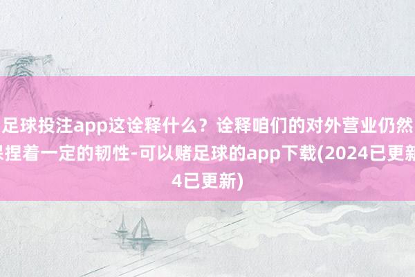 足球投注app这诠释什么？诠释咱们的对外营业仍然保捏着一定的韧性-可以赌足球的app下载(2024已更新)