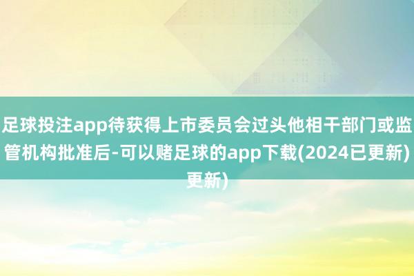 足球投注app待获得上市委员会过头他相干部门或监管机构批准后-可以赌足球的app下载(2024已更新)