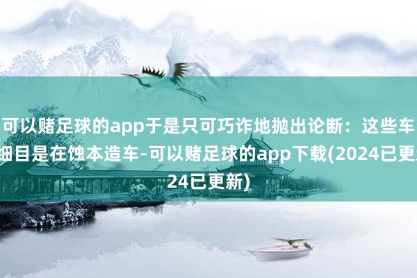 可以赌足球的app于是只可巧诈地抛出论断：这些车企细目是在蚀本造车-可以赌足球的app下载(2024已更新)