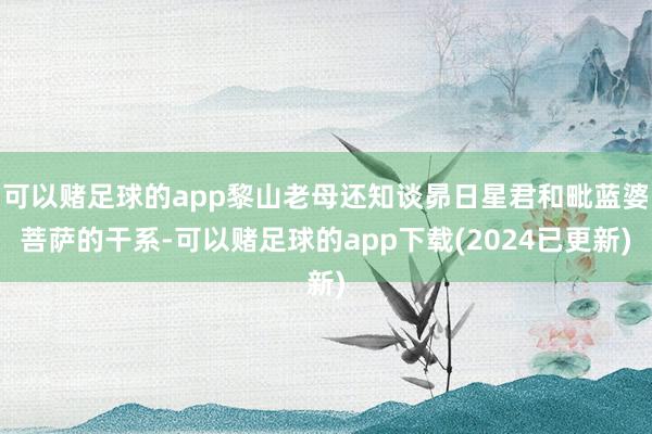 可以赌足球的app黎山老母还知谈昴日星君和毗蓝婆菩萨的干系-可以赌足球的app下载(2024已更新)