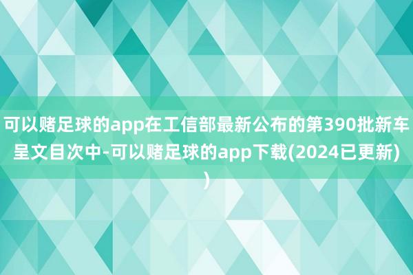 可以赌足球的app在工信部最新公布的第390批新车呈文目次中-可以赌足球的app下载(2024已更新)