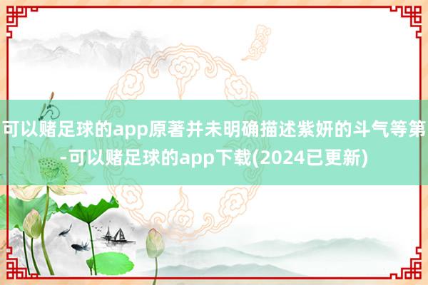 可以赌足球的app原著并未明确描述紫妍的斗气等第-可以赌足球的app下载(2024已更新)